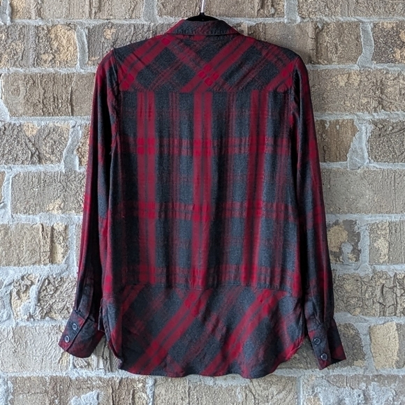 Cabi Red Gray Plaid Cunningham Shirt Long Sleeve Size Small - Picture 6 of 11